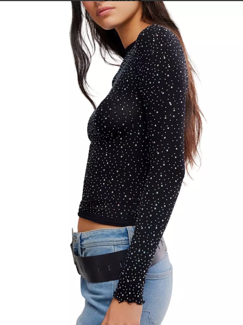 NWT FREE PEOPLE INTIMATELY Night Sky Crystal L/S Top SZ: M/L - Picture 2 of 8